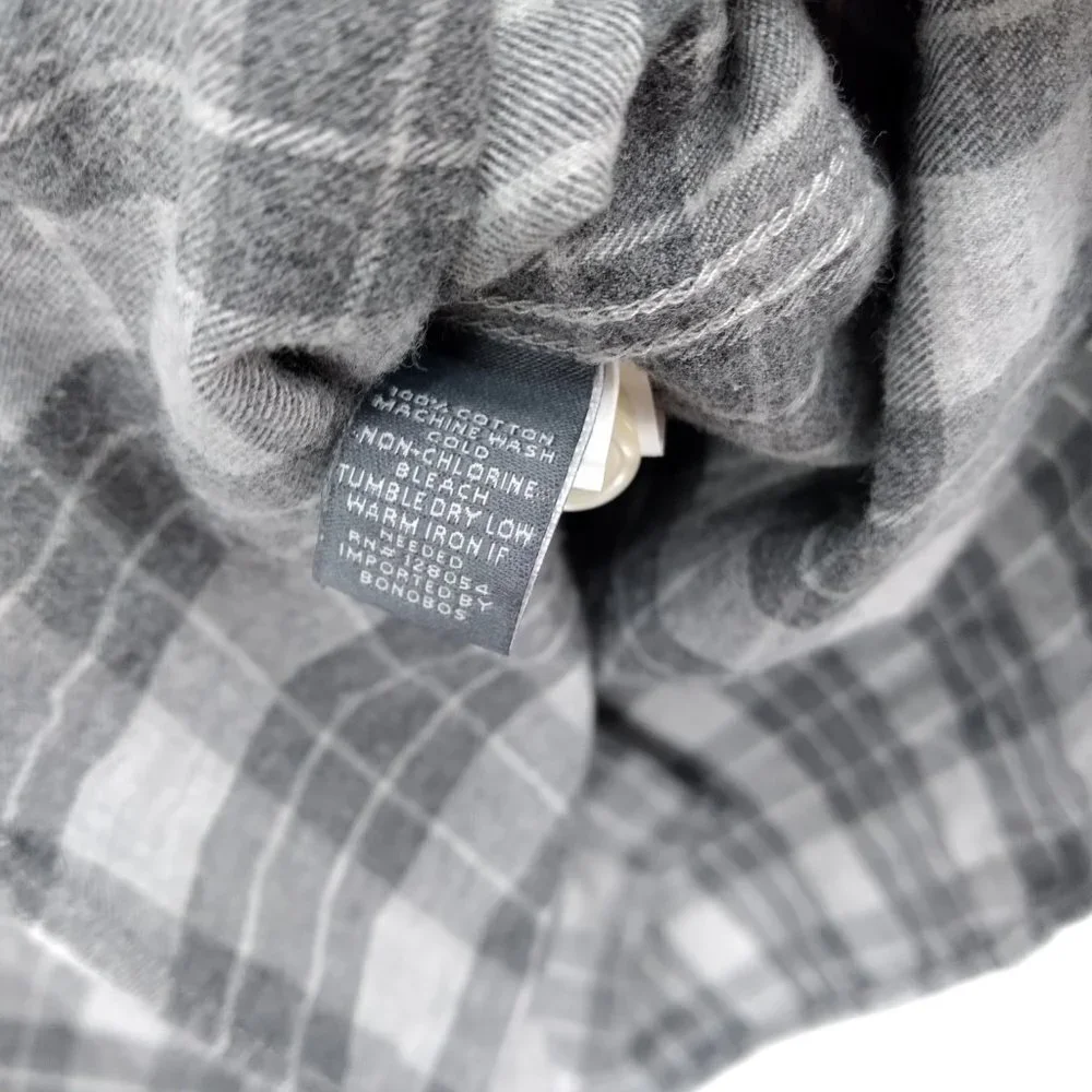 Bonobos Menswear Slim Fit Plaid Flannel Button Down Shirt Gray Size L - Picture 3 of 7